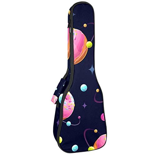 Mersov Concert Ukelele Rugzak, Heavy Duty Ukelele Case Bag met Opslag, Sopraan Concert Tenor Ukelele 10MM Gewatteerde Zak Cartoon Donuts Voedsel Planten Patroon