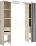 Vente-unique Kledingkast, Deels open, deels dichte kast, Kleppen, Met plank(en) en lade(s), 205 x 180 x 50 cm