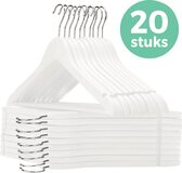 LifeGoods Kledinghangers - Broekhanger - Hardhout - Wit - 20 Stuks