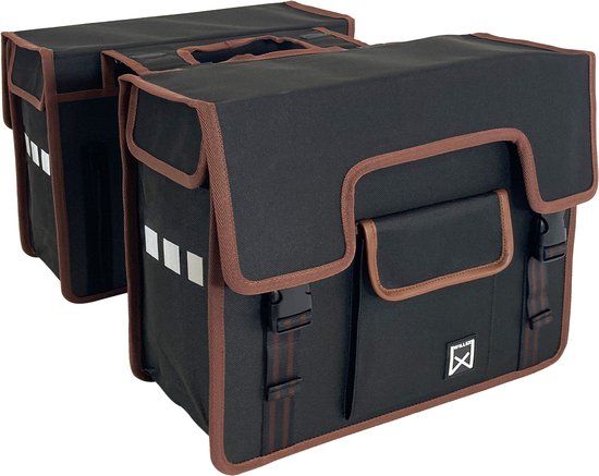 Willex Dubbele Fietstas - Shopper - Zwart/Bruin - 38L