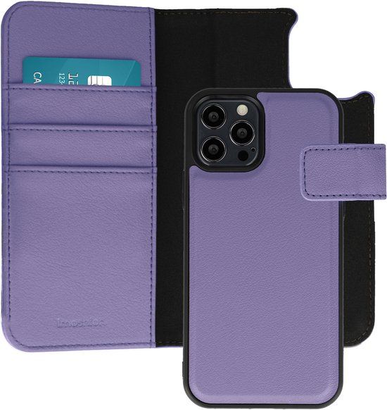 imoshion Hoesje - Geschikt voor Apple iPhone 12 Pro / 12 - Uitneembare 2-in-1 Luxe Bookcase - Paars