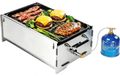 Merkloos Draagbare gasgrill - Gas en houtskool - 49,5 x 26,2 x 16 cm - Roestvrij staal - Voor camping en balkon