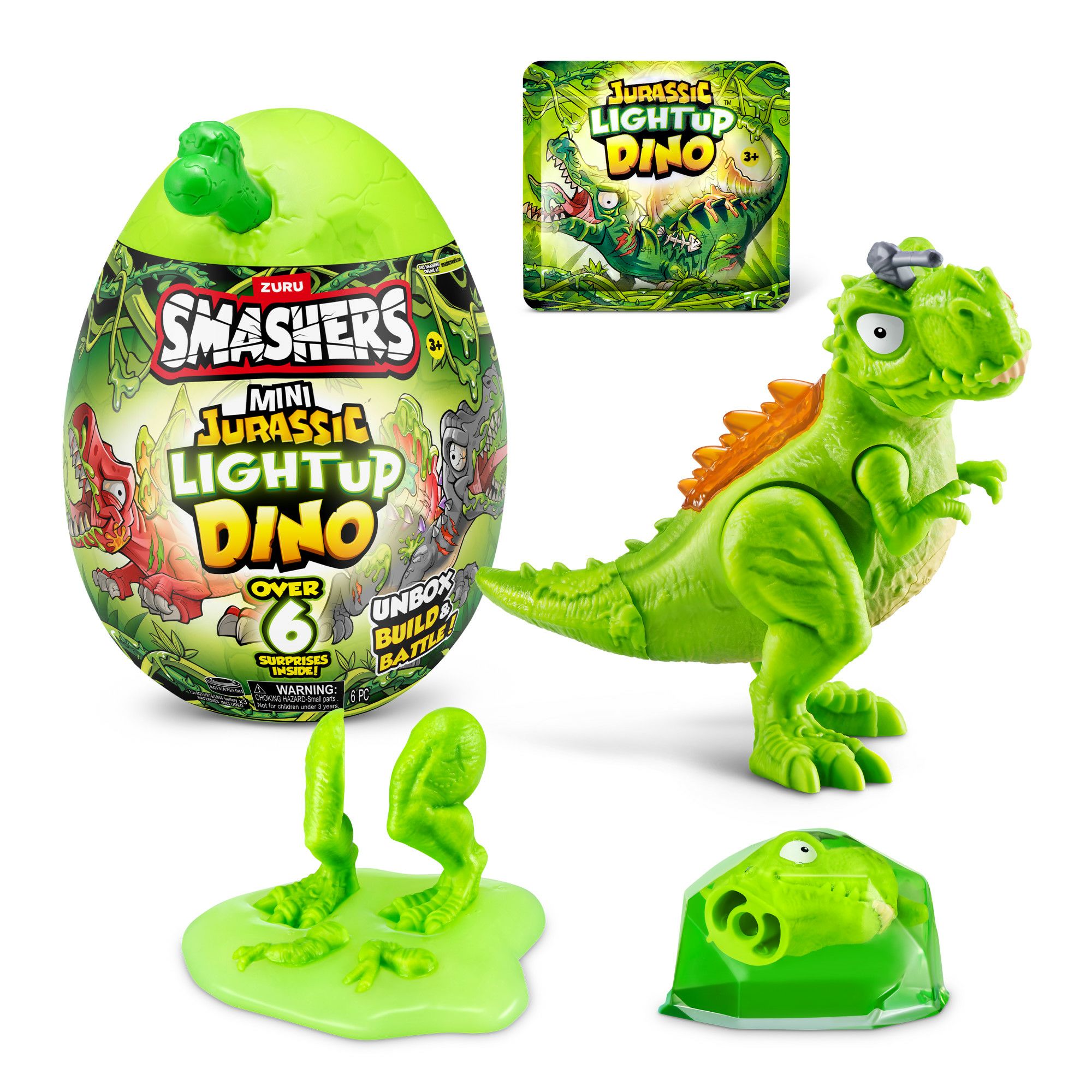 Smashers Mini Jurassic Light Up Dino Egg ZURU - Toy Figure Set