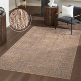 TT Home Binnen- en buitentapijt Woonkamer Weerbestendig Balkon Boho Geo Motief 3D Franjes 240 x 340 cm Rechthoek beige