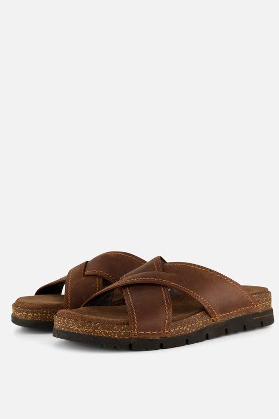 Outfielder Slippers bruin Leer - Maat 45
