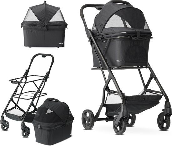 Deryan Luxe Inklapbare Hondenbuggy - Zwart