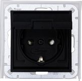 Kopp 954050001 HK07 - inbouwstopcontact voor vochtige ruimtes, geaarde contactdoos, klapdeksel, verhoogde aanraakbescherming, 1-voudig, kleur: mat zwart