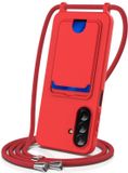 Selected by GSMpunt.nl Hoesje met Koord en Pasjeshouder Geschikt voor Samsung Galaxy S25 FE | Back Cover met Crossbody Koord en Kaarthouder | Ideaal voor Festival/Vakantie | Siliconen | Rood