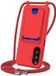 Selected by GSMpunt.nl Hoesje met Koord en Pasjeshouder Geschikt voor Samsung Galaxy S25 FE | Back Cover met Crossbody Koord en Kaarthouder | Ideaal voor Festival/Vakantie | Siliconen | Rood