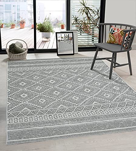 the carpet Calgary - robuust outdoor tapijt grijs-ruit 160 x 220 cm