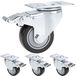 Set van 4 Transportwielen, 4 x Meubelwielen, 360° Draaibare Wielen met rem, Zwenkwielen voor Meubels, Draagkracht tot 400KG, Dubbele Kogellager, Stille Rubberen Zware Wielen