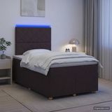 vidaXL Boxspringbed met matras, donkerbruin, 120 x 190 cm, stof