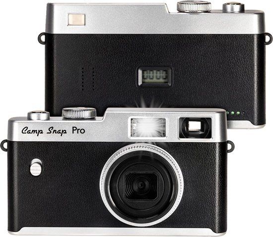 Camp Snap Pro Digitale Camera - Schermvrije Retro Fotocamera - Zwart