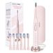 BarberBoss Sonic elektrische tandenborstel voor volwassenen, roze oplaadbare tandenborstel met USB-oplaadstation, 5 reinigingsstanden, 3 intensiteiten, 2 minuten slimme timer, 6 borstelkoppen, QR-7303