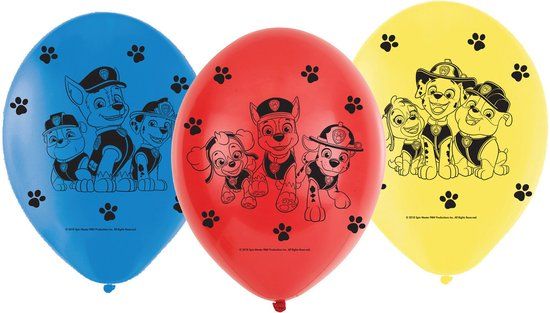 PAW Patrol Ballonnen - 23 cm - Blauw/Rood/Geel - 6 stuks - Baby Shark - Kinderfeestje