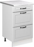 Vicco Keukenonderkast R-Line, Wit landelijk/Wit, 50 cm marmer werkblad