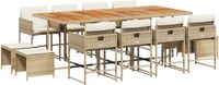 vidaXL 13-delige tuinset met kussens, beige, van polyrotan