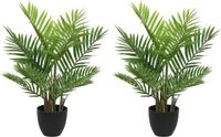 Bellatio Flowers & Plants 2x Areca/goudpalm kunstplanten 73 cm in zwarte pot