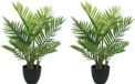 Bellatio Flowers & Plants 2x Areca/goudpalm kunstplanten 73 cm in zwarte pot