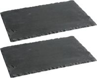 Secret de Gourmet Serveerplankje voor hapjes/fingerfood - 2x - 20 x 30 cm - Leisteen