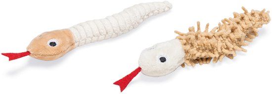 Beeztees Kattenspeelgoed Eco Slang Boa 2 stuks, Pluche, Beige