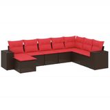 vidaXL 8-delige tuinbankset met kussens, bruin, polyrotan