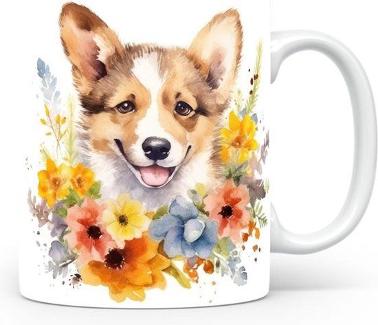 Corgi Coffee Mug - White with Print - 0.33l - Gift for Dog Lovers
