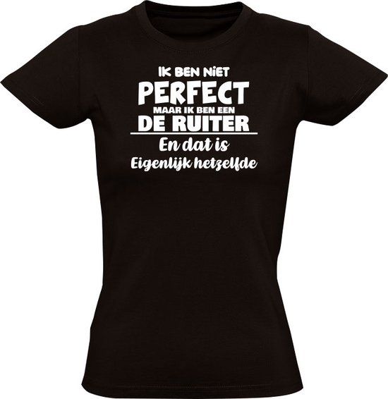 Sol's Ik ben niet perfect maar ik ben een De Ruiter Dames T-shirt 3XL - Zwart