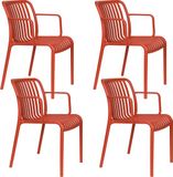 Housecraft Living Mante Tuinstoel Kunststof Terra/Rood - Set van 4