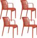 Housecraft Living Mante Tuinstoel Kunststof Terra/Rood - Set van 4