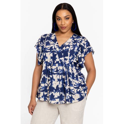 YOEK linnen top blauw