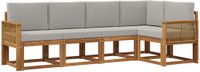 vidaXL - Hoek loungeset - 5 zitplekken - Polyester - Naturel en lichtgrijs