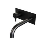 Brauer Black Edition Inbouw Wastafelmengkraan met Gebogen Uitloop en Afdekplaat Model B2 Mat Zwart