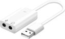 Merkloos Avizar Externe USB Geluidskaart - 3.5mm Jack Audio en Microfoon - Wit