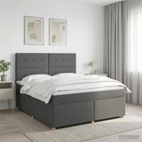 vidaXL Boxspringbed met matras, donkergrijs, 140 x 190 cm, stof