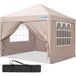Quictent Tonnelle Pop-up 2x2m Avec Parois Fenêtrées, Beige
