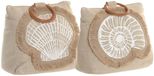Merkloos Deurstopper Beachhouse - 2x stuks - fossiel en schelp - 1 kg - katoen - 18 x 11 x 16 cm