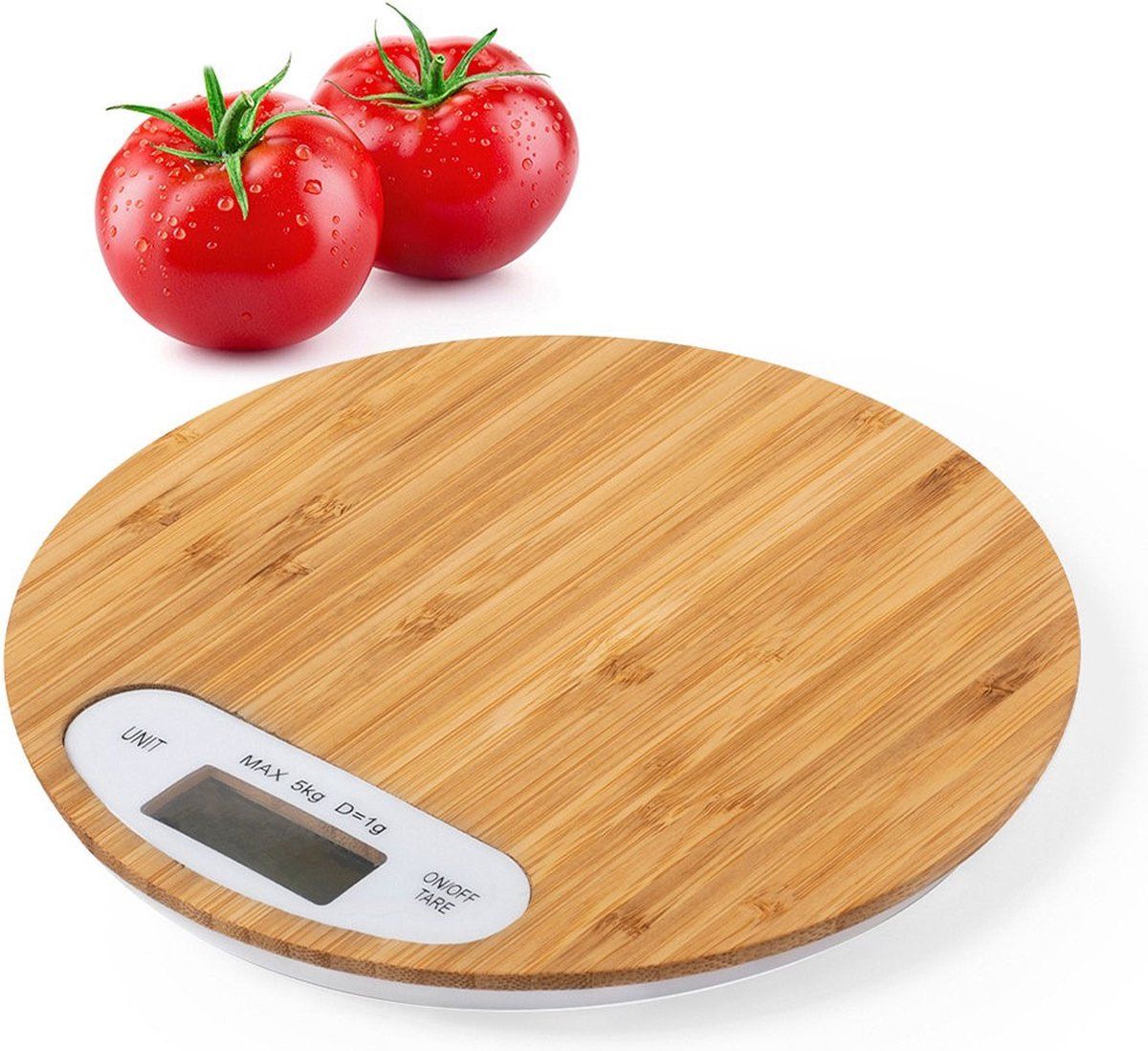 Trendo Digitale keukenweegschaal van bamboe max 5 kilo - Precisie weegschaal