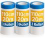 Icecat Film de protection avec ruban adhésif, extra large, 110 cm x 3 rouleaux, transparent