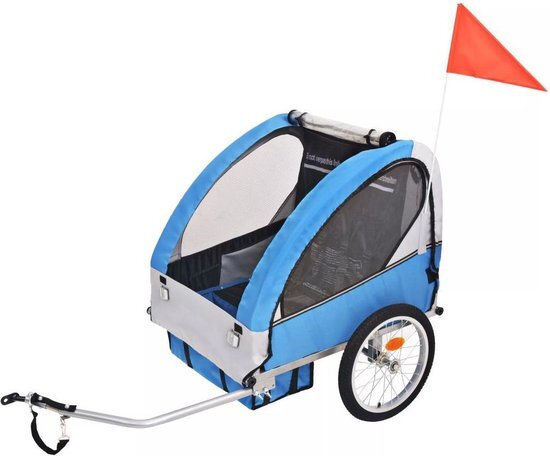 vidaXL Fietskar voor kinderen 30 kg grijs en blauw blauw