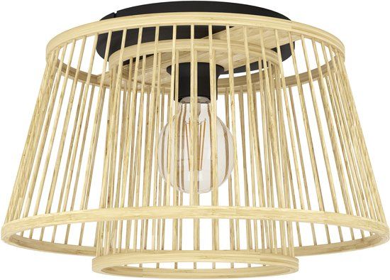 EGLO Hykeham Plafondlamp E27 Bamboe/Zwart 40W