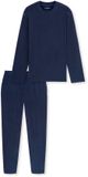 SCHIESSER Pyjama lang Heren Effen Lange mouw deep sea blue