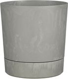 Mica Decorations Bloempot Coco - met onderschaal - betongrijs - H40 x D38 cm - kunststof - buiten
