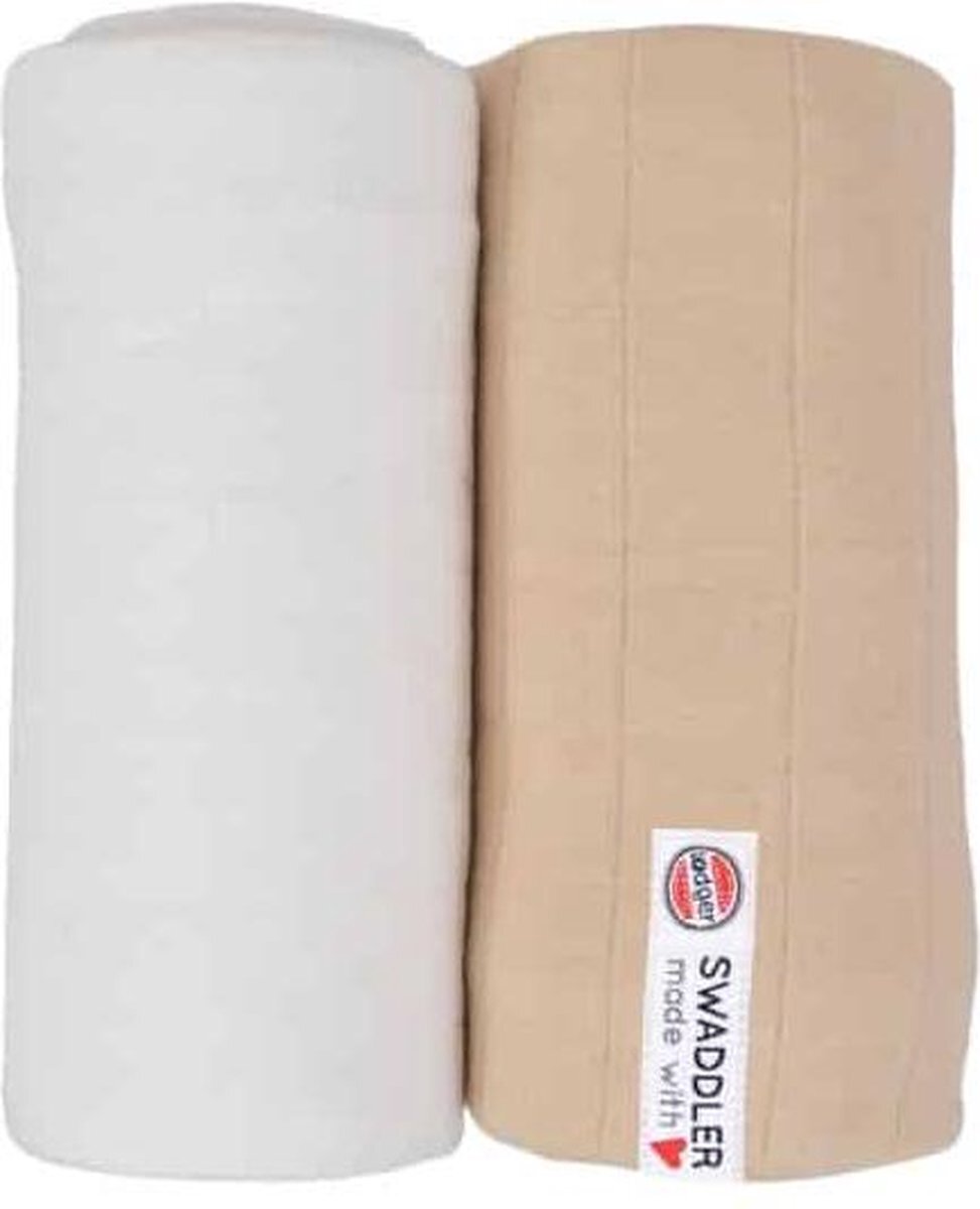 Lodger XL Hydrofiele Doek 120x120 cm - Swaddler - 2-pack - 100% Gebreid Katoen - Multifunctioneel - Absorberend - Luchtig - Beige beige