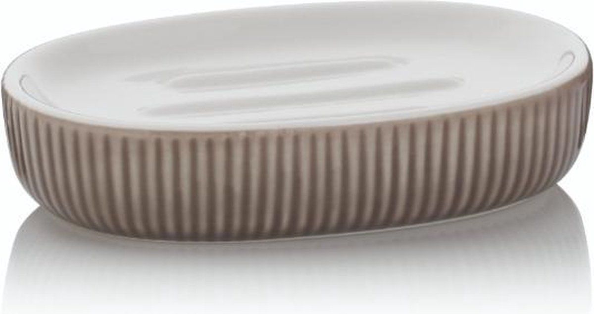 Kela zeephouder Ava 13,5 x 8,5 cm keramiek grijs