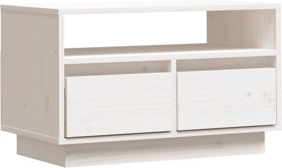 vidaXL Tv-meubel 60x35x37 cm massief grenenhout wit