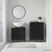Maison Exclusive - Ensemble de meubles de salle de bain, composé de 2 pièces, modèle BREDA, noir, en panneaux de fibres de bois