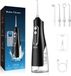 Sans marque Waterflosser Sans fil - Brosse à dents électrique - Douche buccale - Soins bucco-dentaires - Appareils de soie dentaire - Nettoyeur de langue (Noir)