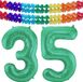 Folat Verjaardag Leeftijd folieballon - 35 jaar - groen - 86 cm - cijferballon groot - incl 2x feestslingers