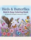 Birds and Butterflies: Bold & Easy Coloring Book